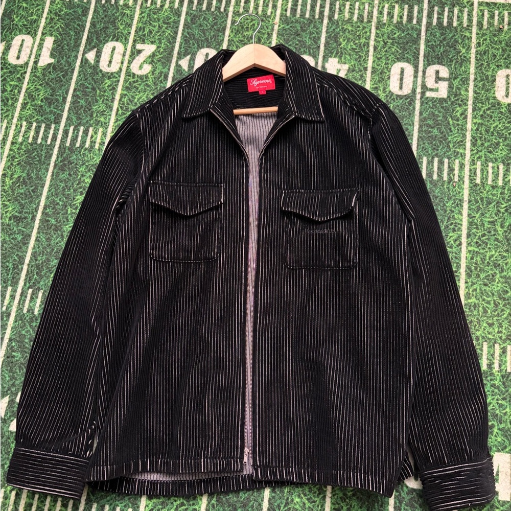 Supreme Black Striped Shirt Jacket